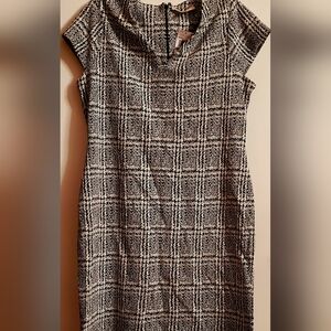 Michael Kors Black and White Checkered Midi Dress